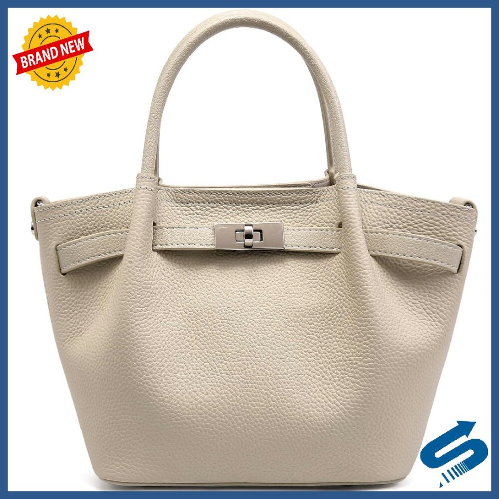 Genuine Leather Bucket Bag - Small Tote Crossbody Satchel Handbag